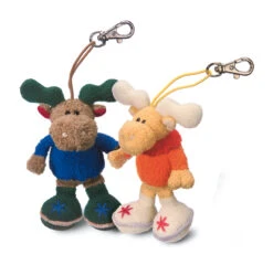 Nici 23907 Anhänger Mit Karabiner Plüsch 12cm Elch Rosa - Orange -Nici 23906