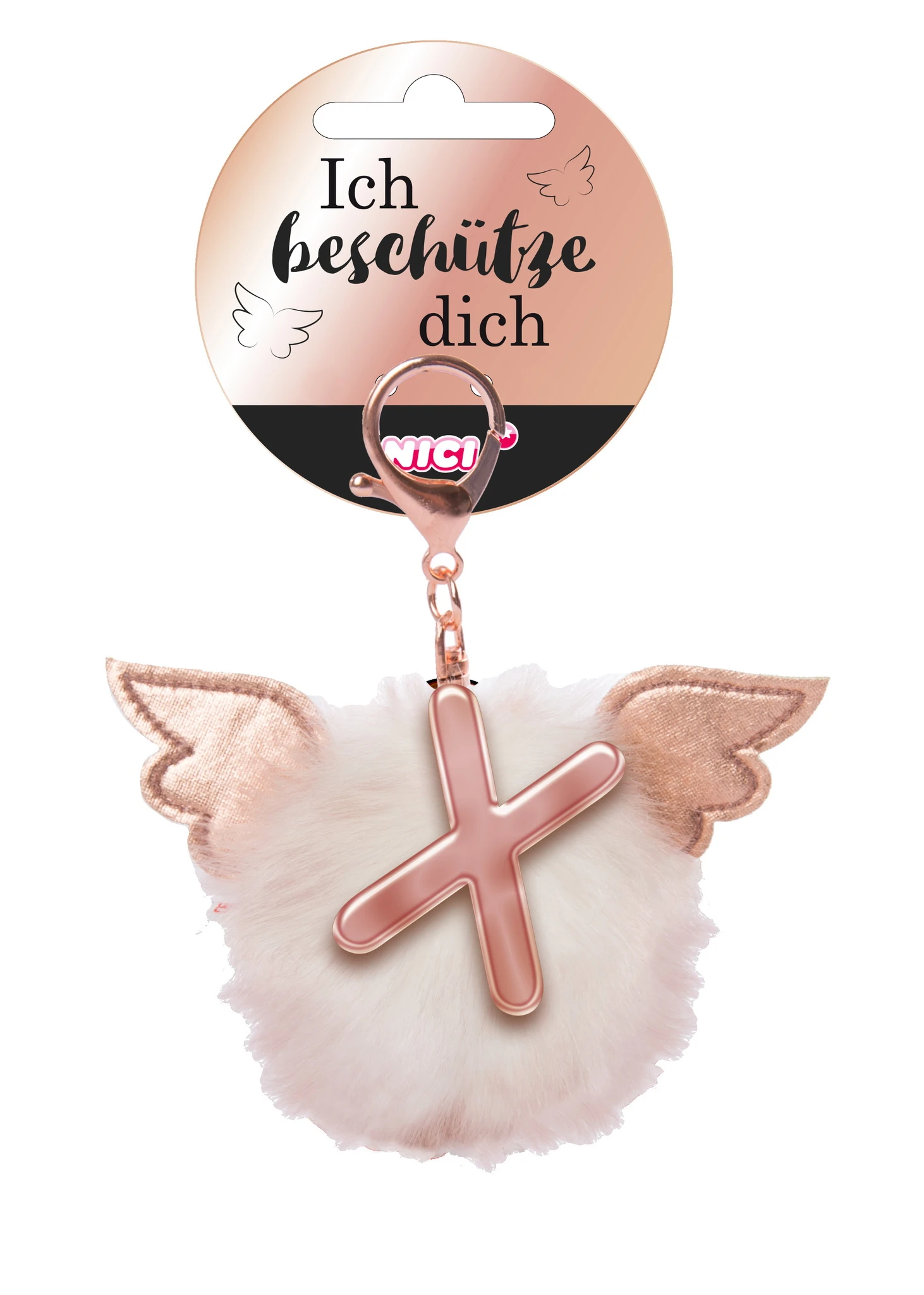 Nici 46992 Taschenanhänger Schutzbommel Mit Flügeln + Pompon Metallbuchstabe X 1 Nici 46992 Taschenanhänger Schutzbommel Mit Flügeln + Pompon Metallbuchstabe X